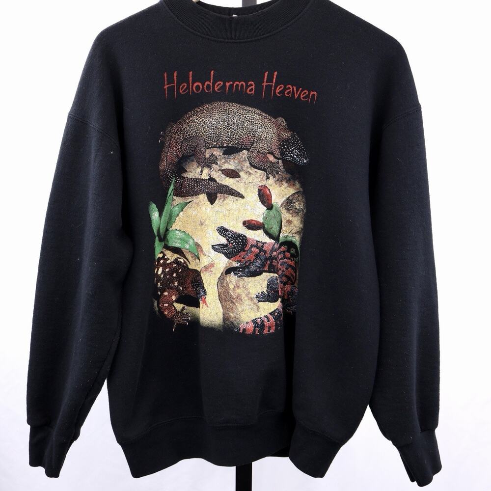 Vintage Heloderma Heaven Gila Monster‎ Reptile Sweatshirt Fruit Of The Loom L